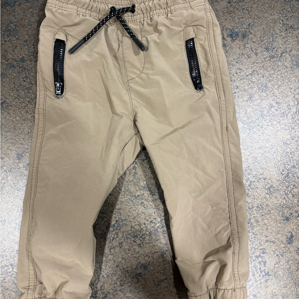 Cat & Jack Tan Jogger Hiking Pants with Black Zippers
